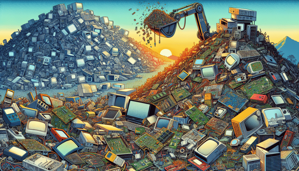 Illustration of electronic junk yard