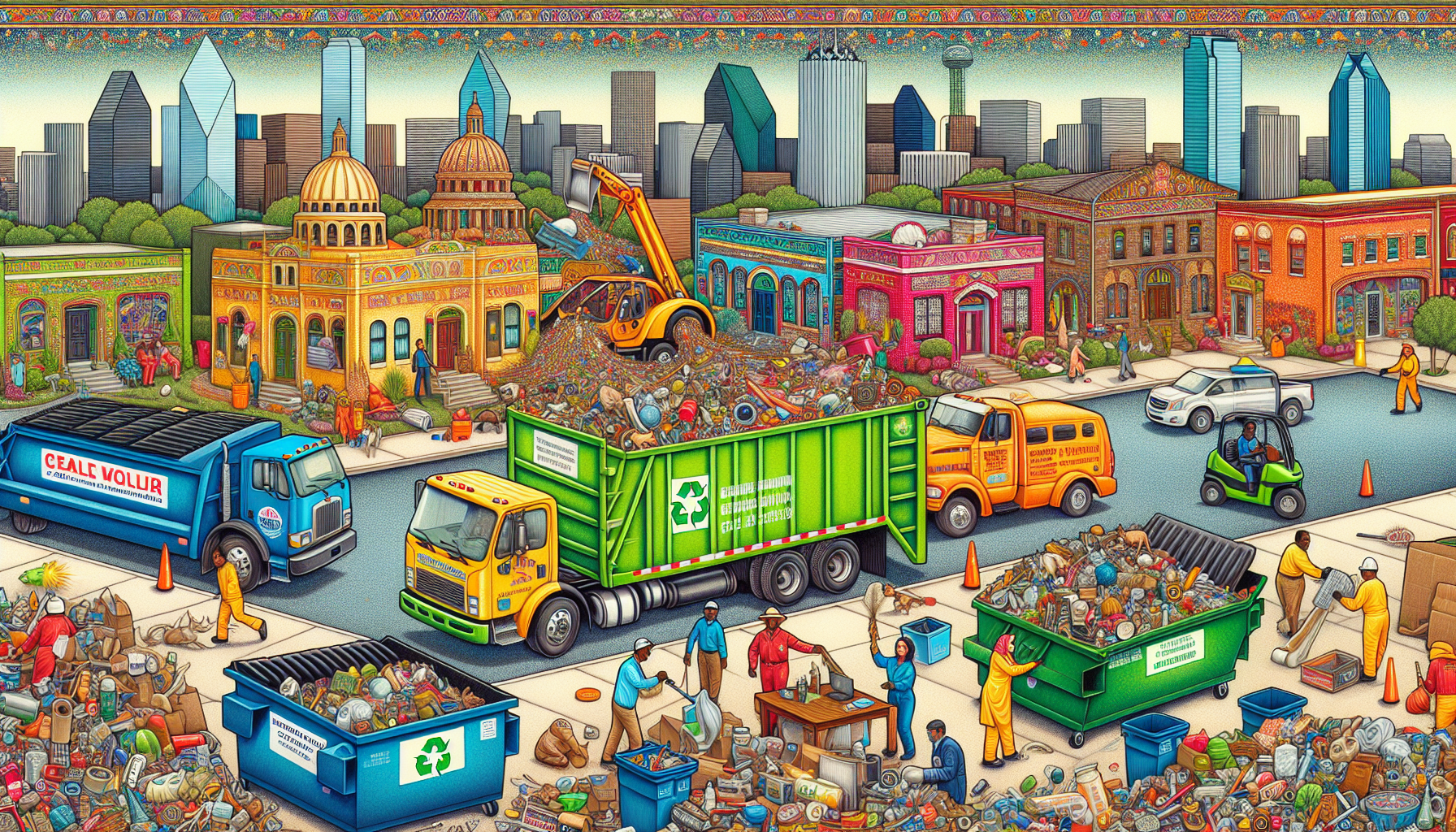 Illustration of waste removal services in Dallas TX