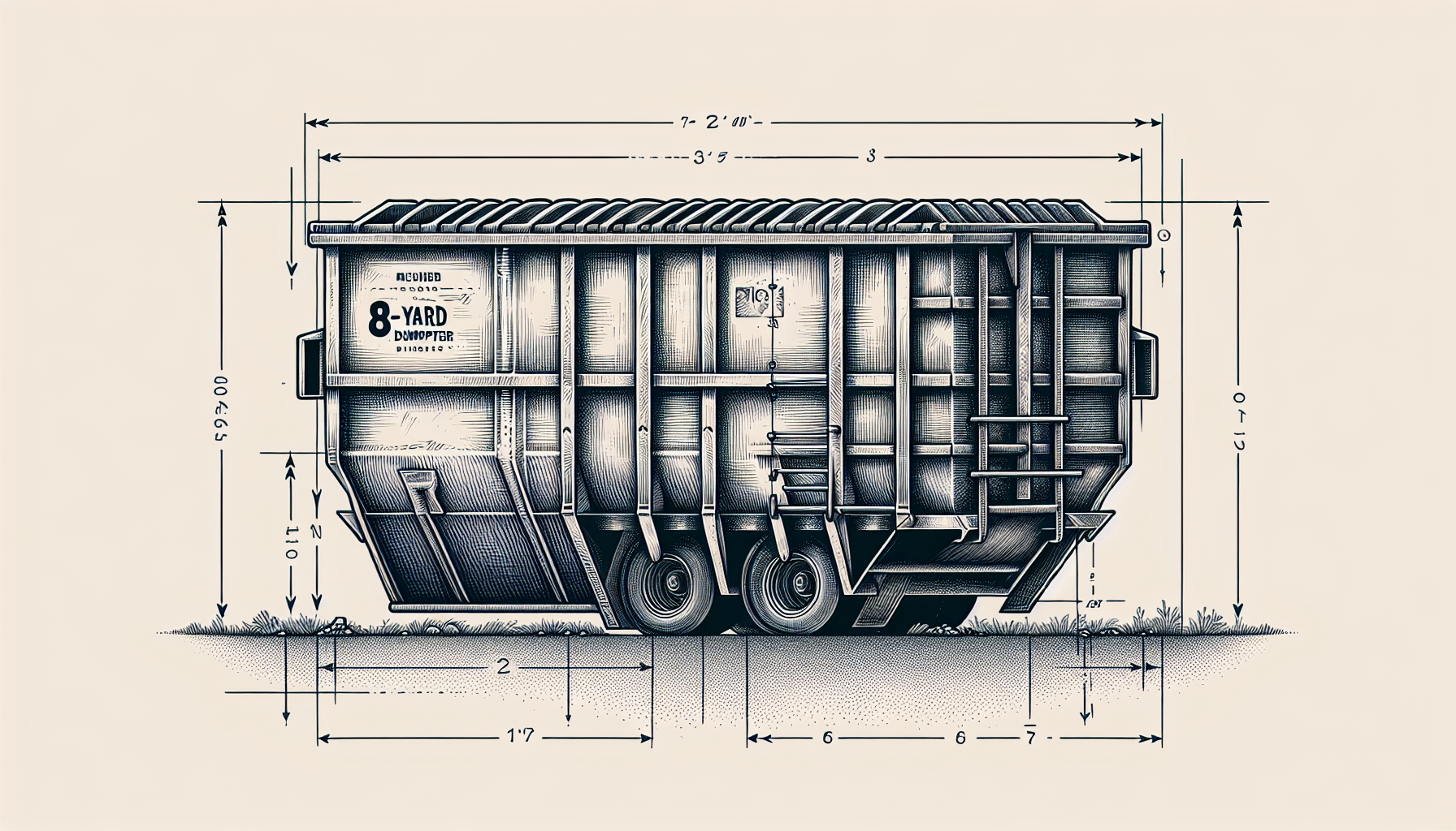 Illustration of an 8 yard dumpster